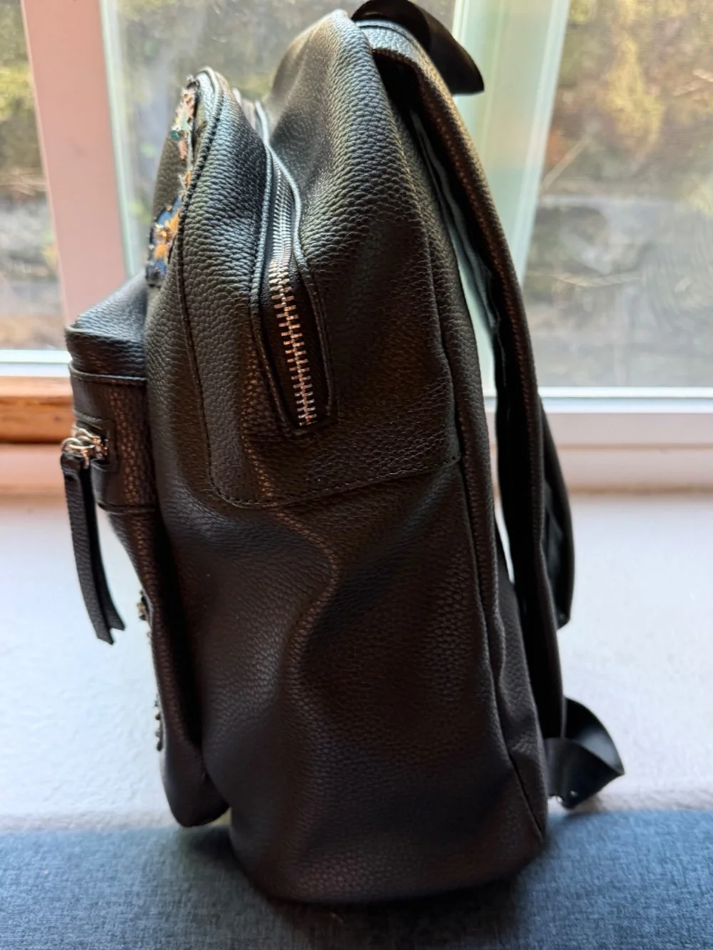 Mini black leather backpack from Nordstrom